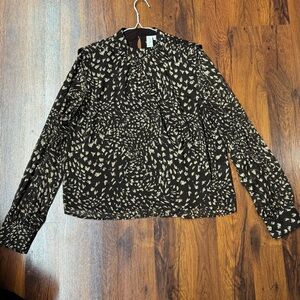 Joie Leopard Print Metallic Blouse Medium